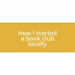 How I started a book club locally